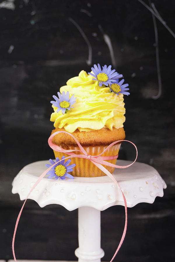 A Vanilla Muffin With A Mascarpone And Mango Topping Photograph by Elena Ecimovic