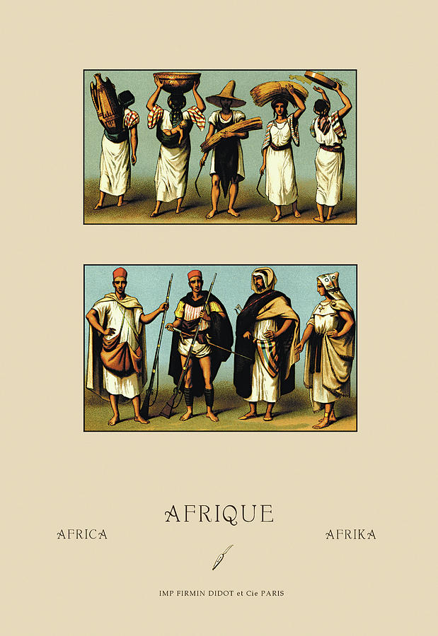 A Variety of African Dress Painting by Auguste Racinet