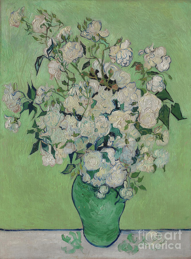 A Vase Of Roses, 1890 (oil On Canvas) Painting by Vincent Van Gogh