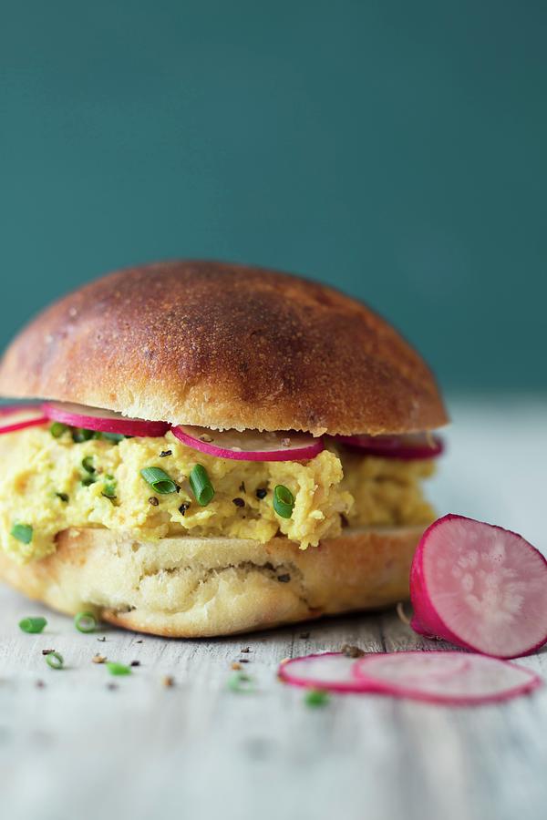 Bread Photograph - A Vegan Egg Sandwich With Egg Replacement chickpeas, Turmeric, Oat Cream And Kala Namak by Jan Wischnewski