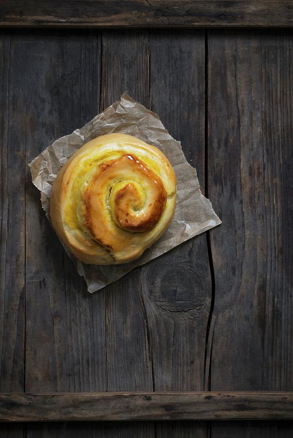A Vegan Pastry On A Wooden Board Photograph by Kati Neudert