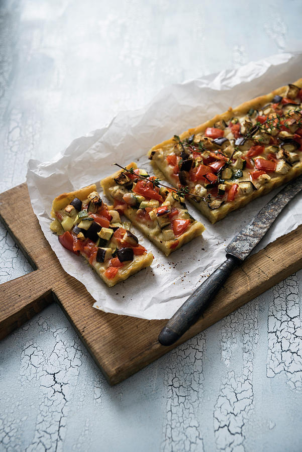 A Vegan Potato Quiche With Tomatoes, Aubergines And Courgette Photograph by Kati Neudert