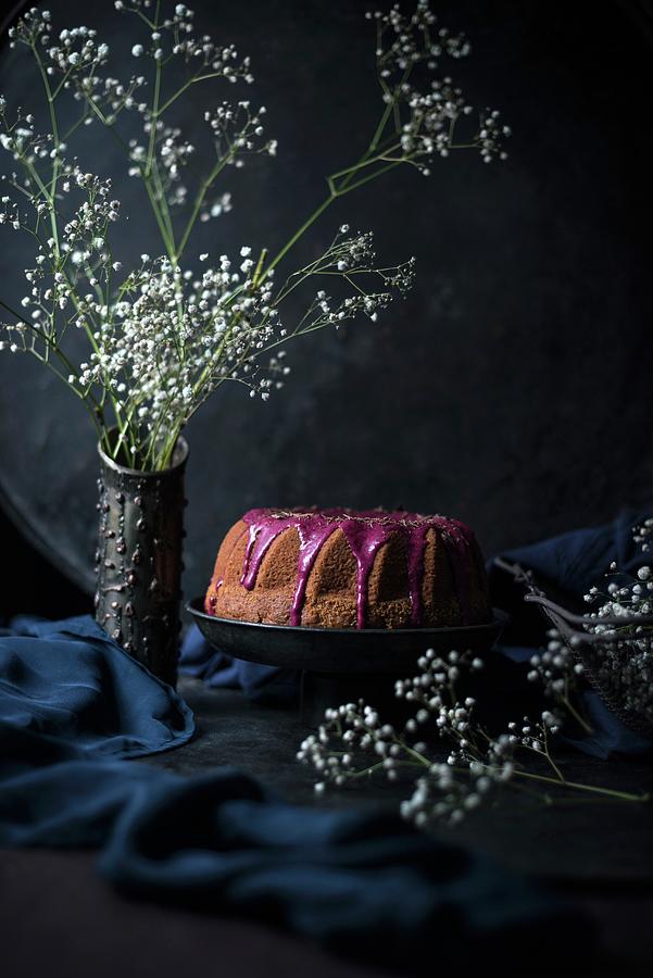 A Vegan Ring-shaped Bundt Cake With Raspberry And Hibiscus Frosting Photograph by Kati Neudert