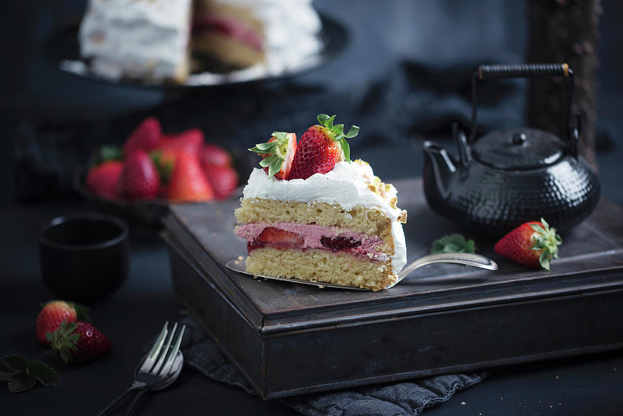 A Vegan Strawberry And Cream Cake Photograph by Kati Neudert