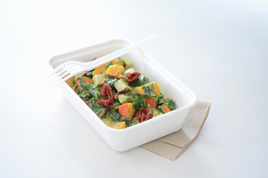 A Vegetable And Tofu Dish In A Takeaway Box Photograph by Tanja Major