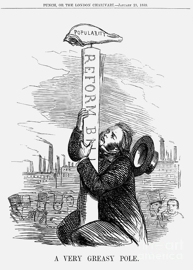 A Very Greasy Pole, 1859 Drawing by Print Collector