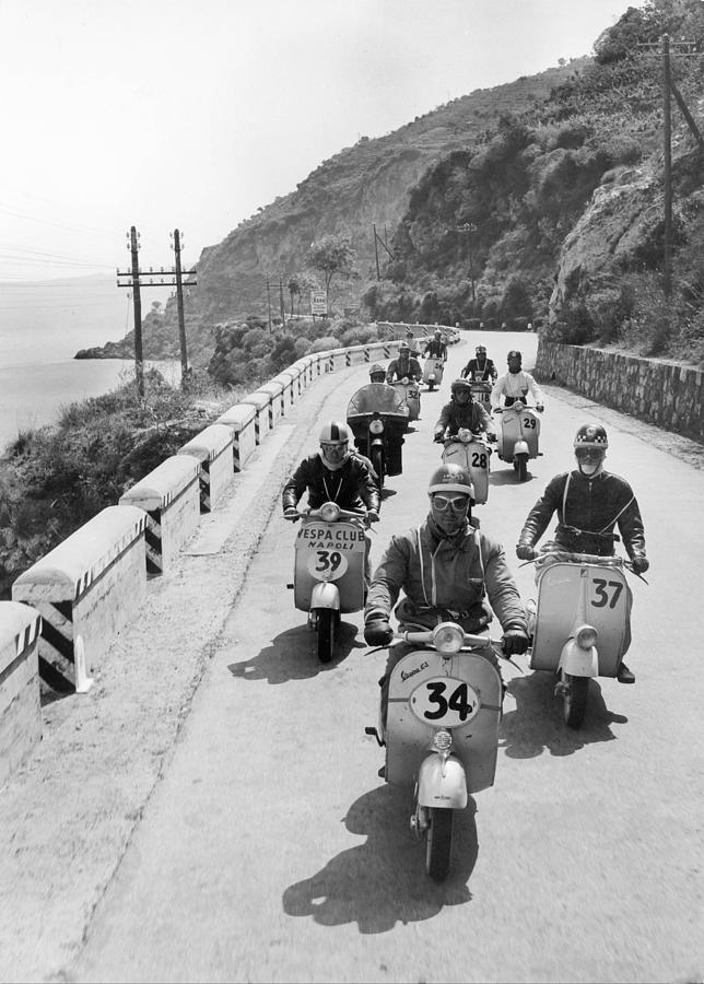 A Vespa Race At The Bay Of Naples 1957 Photograph by Keystone-france