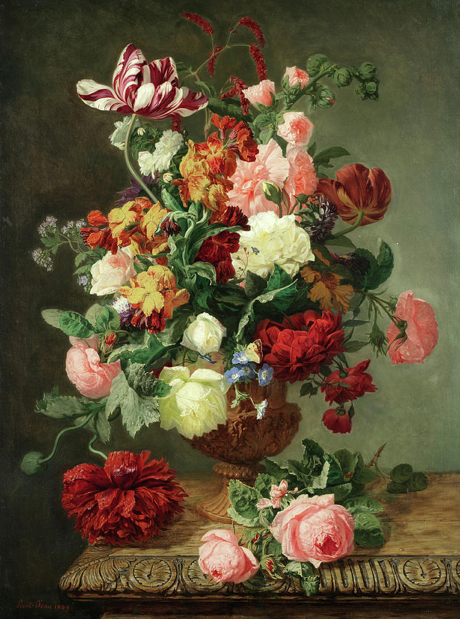 Still Life Painting - A vibrant bouquet by Simon Saint-Jean