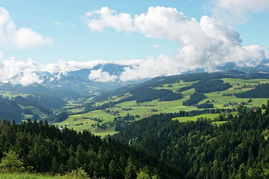 A View From Moosegg canton Of Bern, Switzerland Into Emmental And The Bernese Alps Photograph by Hug, Karl-heinz