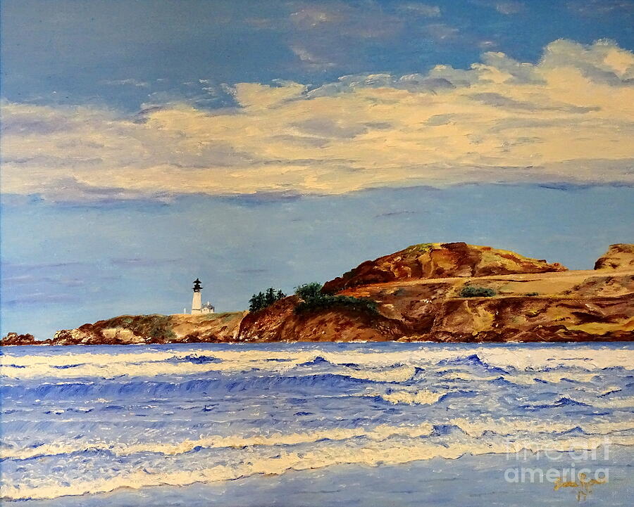 A view of Aget Beach Painting by Lisa Rose Musselwhite