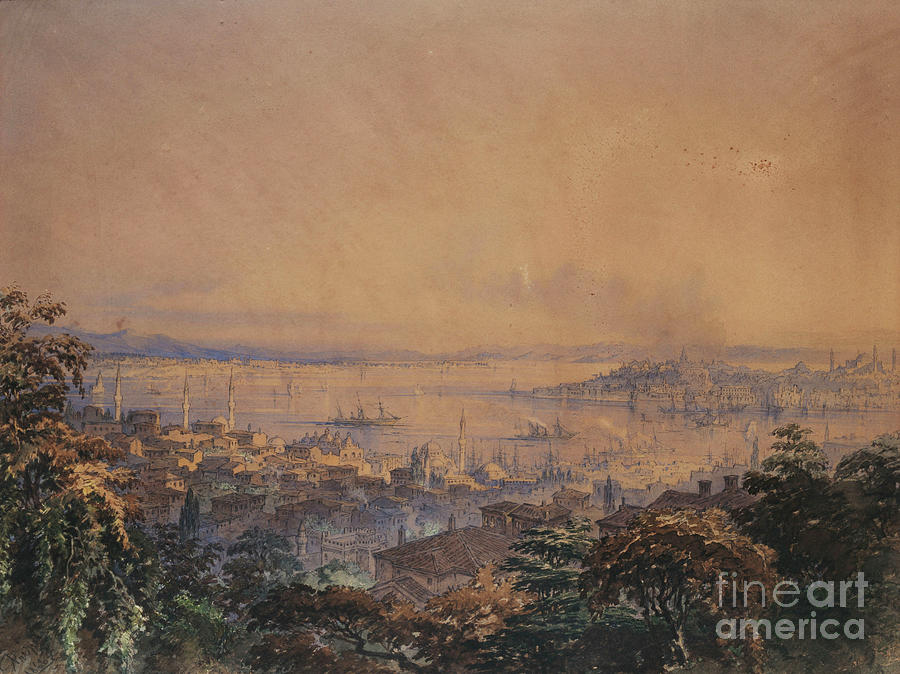 A View Of Constantinople, 1866 Painting by Amadeo Preziosi - Pixels