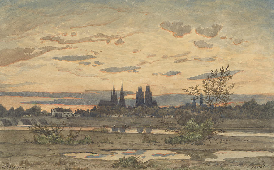 A View of Moulins Painting by Henri Harpignies
