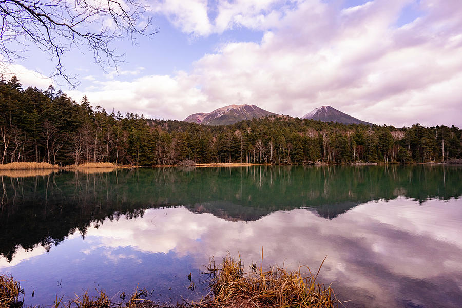A View of Mt. Meakan and Akan Fuji from Lake Onneto - Japan by Ellie Teramoto A View of Mt. Meakan and Akan Fuji from Lake Onneto - Japan by Ellie Teramoto