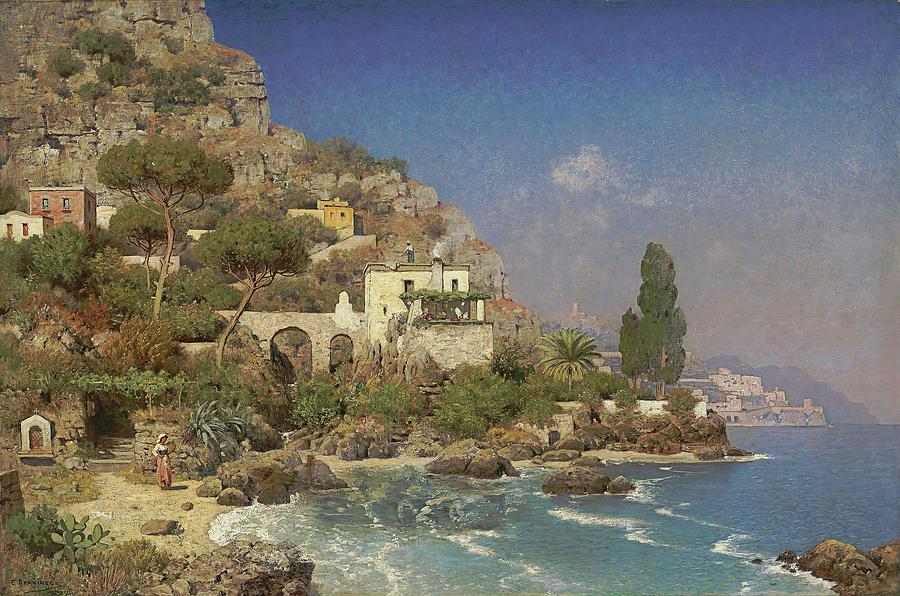 A View Of The Amalfi Coast Painting by Edmund Berninger A View Of The Amalfi Coast Painting by Edmund Berninger