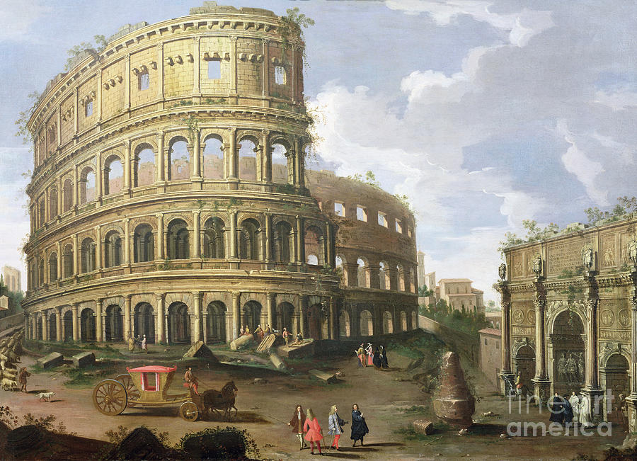 A View Of The Colosseum In Rome Painting by Gaspar Van Wittel