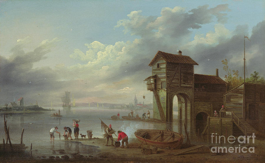 Boat Painting - A View Of The Sluice House At Liverpool by John Pennington