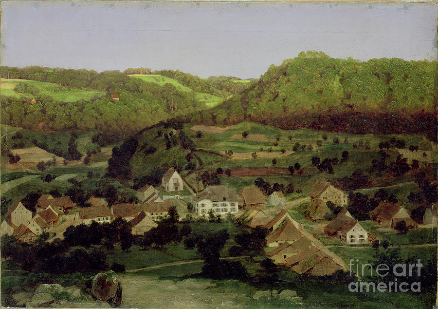 A View Of The Village Of Tenniken, 1846 Painting by Arnold Bocklin