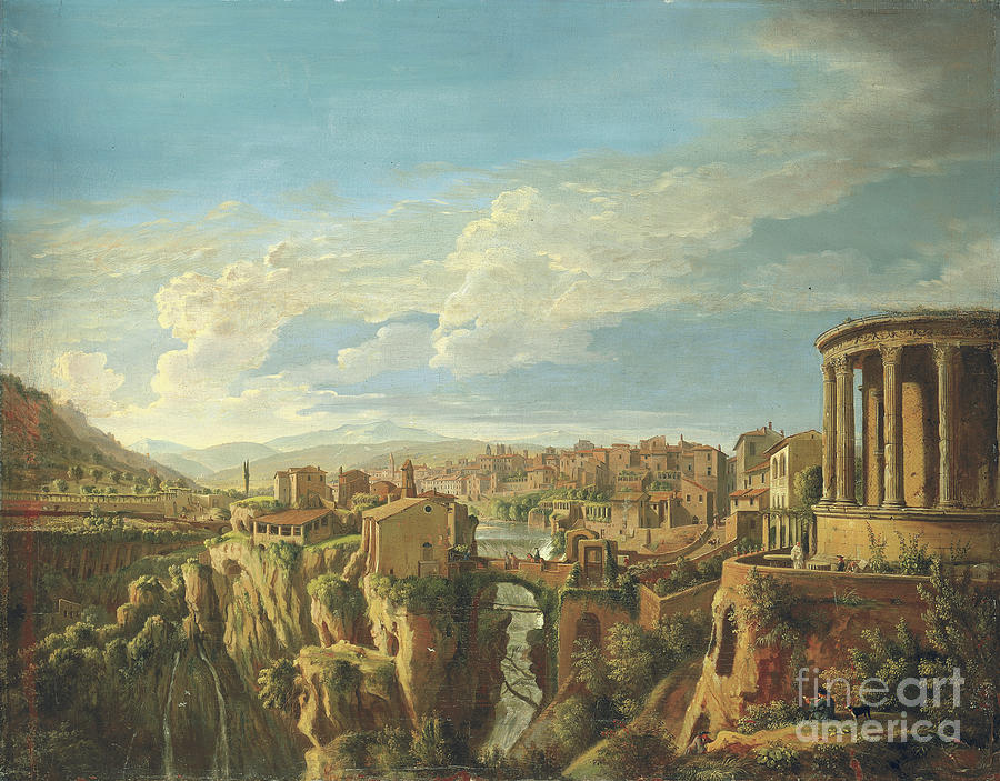 A View Of Tivoli With The Temple Of Vesta Painting by Gaspar Van Wittel