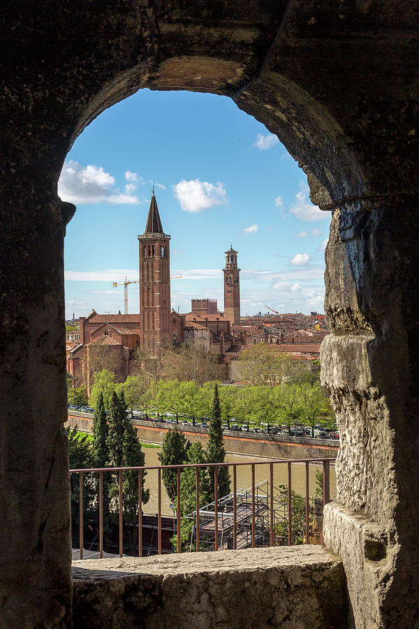 A view of  two towers of Verona Photograph by W Chris Fooshee