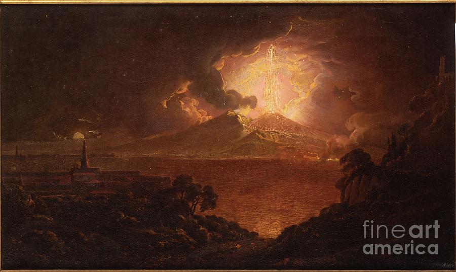 A View Of Vesuvius Erupting By Night Painting by Joseph Wright Of Derby