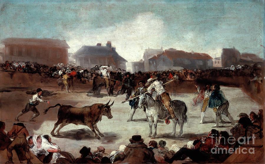 A Village Bullfight, C1812-1814. Artist Drawing by Print Collector