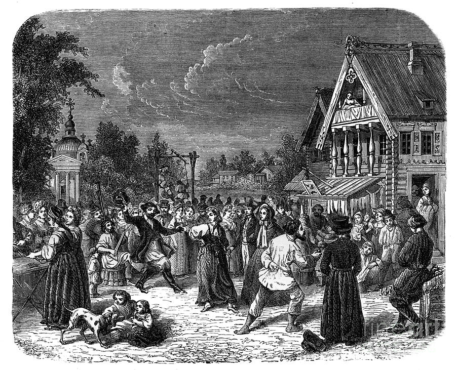 A Village Fete In Russia, C1890 Drawing by Print Collector