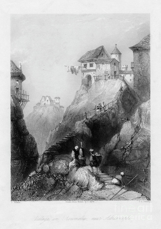 A Village In Roumelia, Near Adrianople Drawing by Print Collector