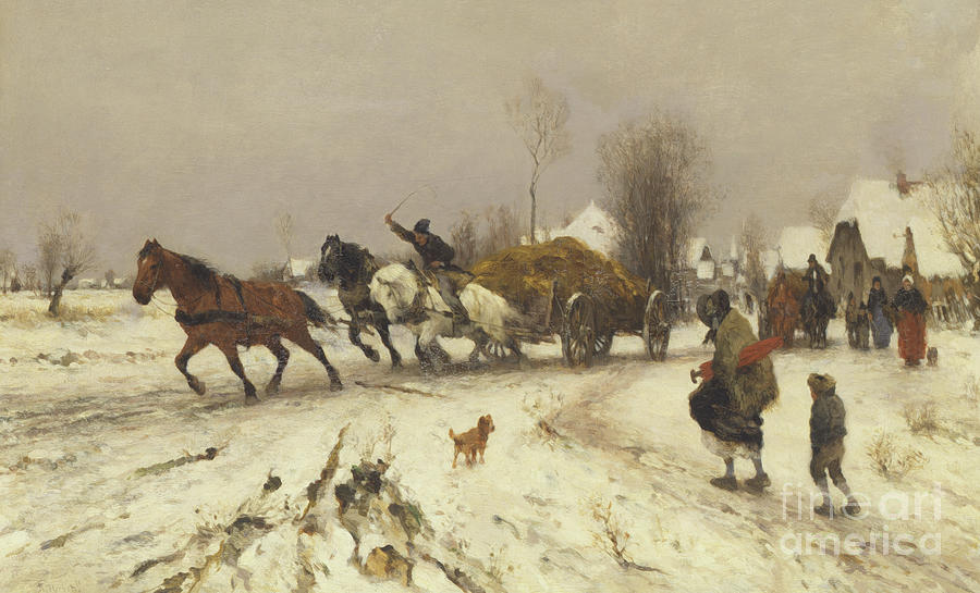 A Village in Winter, 1876 Painting by Thomas Ludwig Herbst