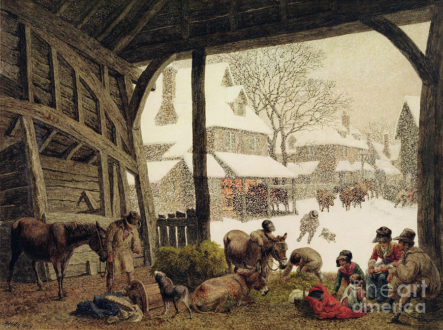 A Village Snow Scene, 1819 Painting by Robert Hills