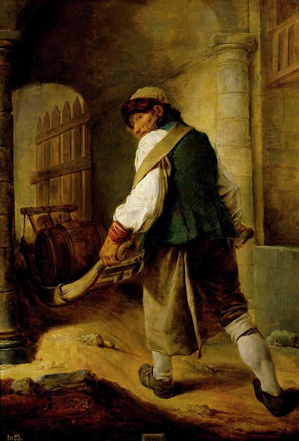 A Villager, ca. 1756, French School, Oil on canvas, 83 cm x 57 cm, P0... Painting by Charles Francois Hutin -1715-1776-