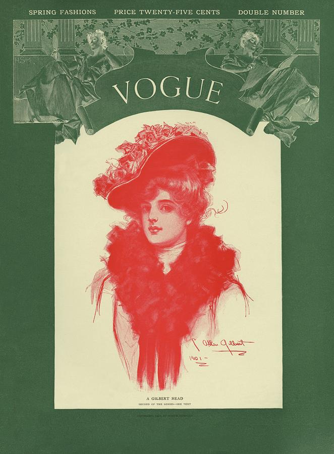 A Vintage Vogue Magazine Cover Of A Gilbert Head Painting by C Allan Gilbert