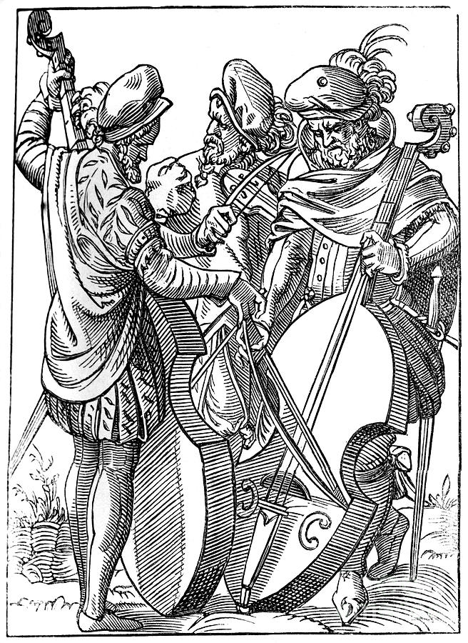 A Violinist And Two Cellists, 16th Drawing by Print Collector