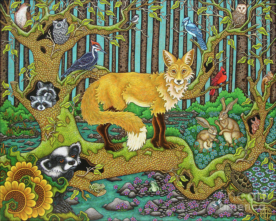 A Vixen in the Forest Painting by Amy E Fraser