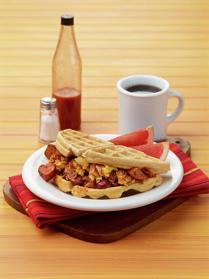 A Waffle Taco Filled With Bacon, Potatoes And Rape Seed Oil usa Photograph by Rene Comet