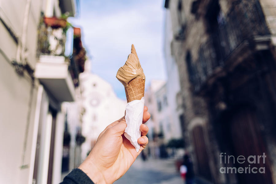 A waffle with ice cream during a walk through an Italian city. Photograph by Joaquin Corbalan
