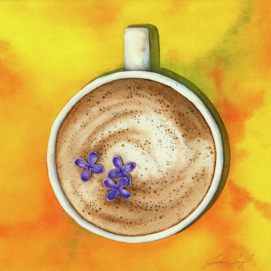 Coffee Painting - A Wakeup Call #2 by Julie Senf