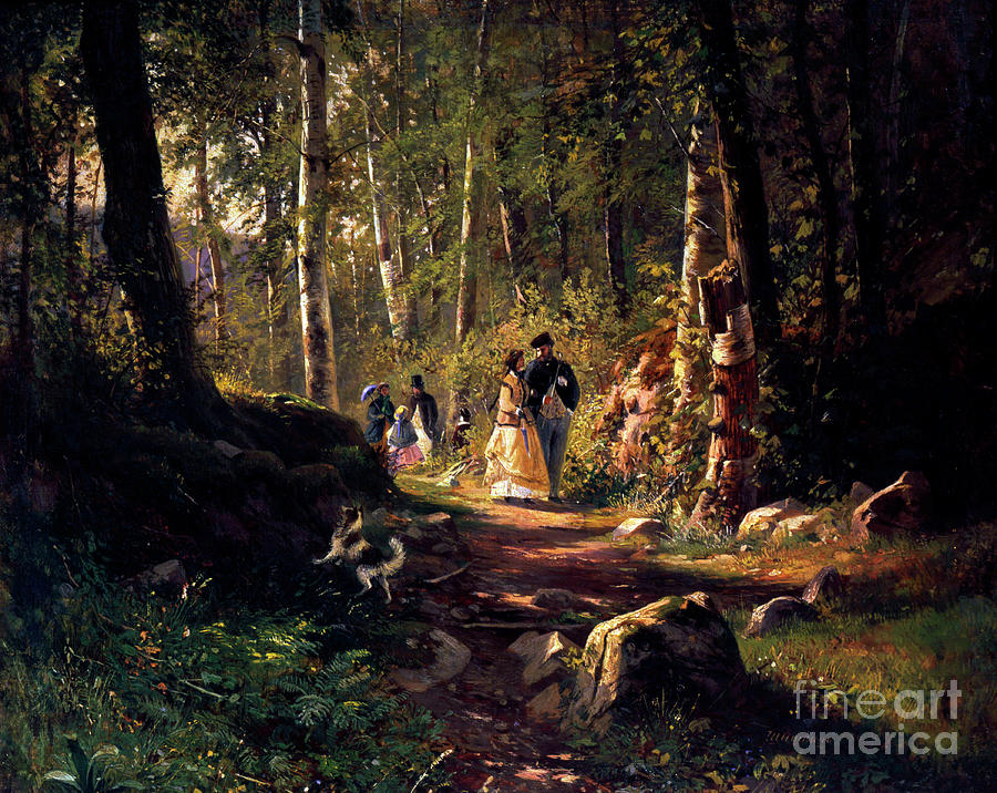 A Walk In A Forest, 1869. Artist Ivan Drawing by Heritage Images