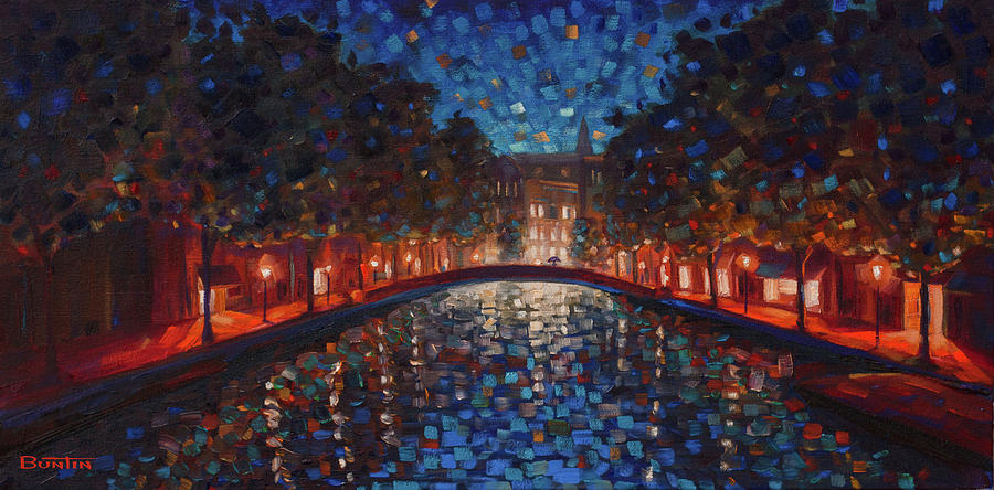 Impressionism Painting - A Walk in Amsterdam by Rob Buntin Impressionism Painting - A Walk in Amsterdam by Rob Buntin