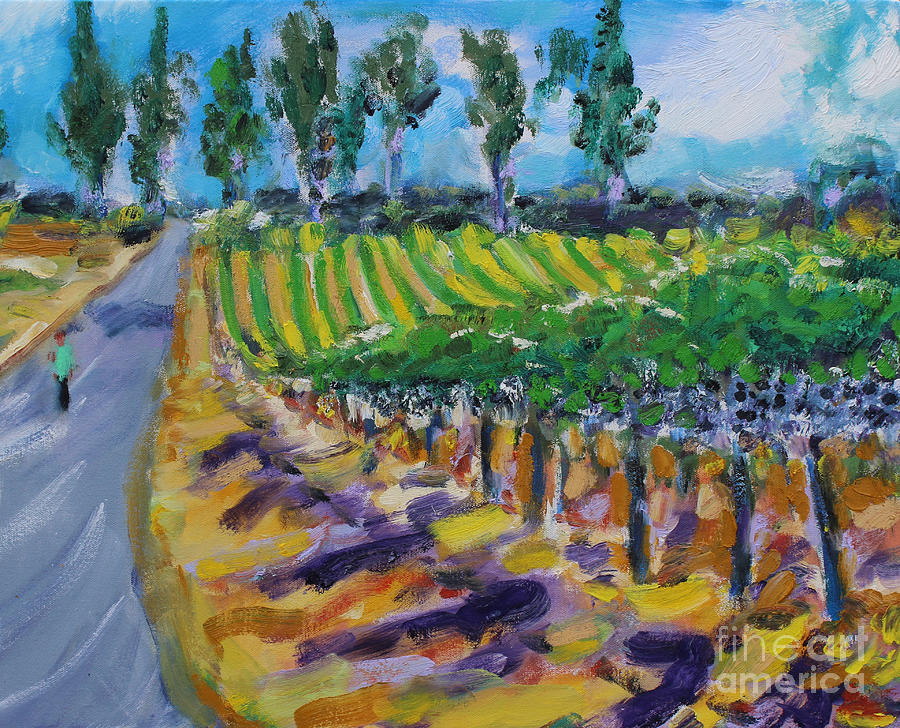 A Walk In Wine County, Napa Painting by Richard Fox