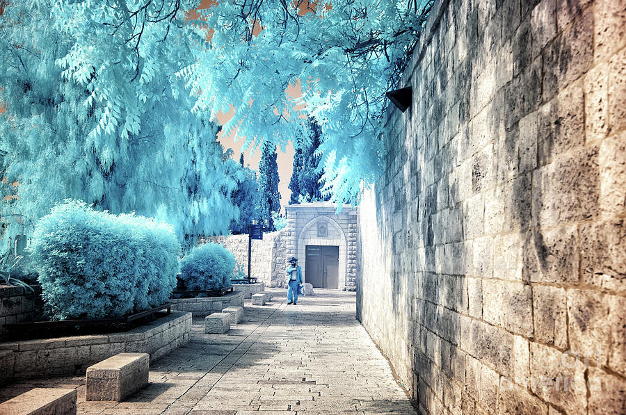 A Walk On Mount Zion in Jerusalem Infrared Photograph by John Rizzuto