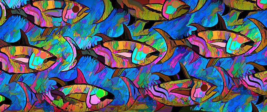 A Wall Of Fish Painting by Joan Stratton