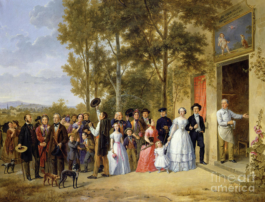 A Wedding At The Coeur Volant, Louveciennes, C.1850 Painting by French ...