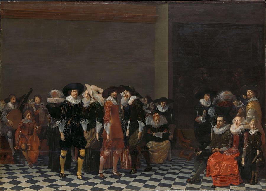 A Wedding Feast, traditionally called The Wedding of Adriaen Ploos van Amstel and Agnes van Bijl... Painting by Willem Cornelisz Duyster A Wedding Feast, traditionally called The Wedding of Adriaen Ploos van Amstel and Agnes van Bijl... Painting by Willem Cornelisz Duyster
