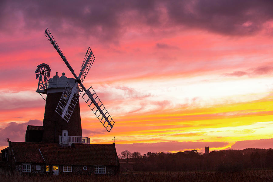 A Windmill At Cley Next The Sea, North Norfolk, Uk, With Blakeney ...