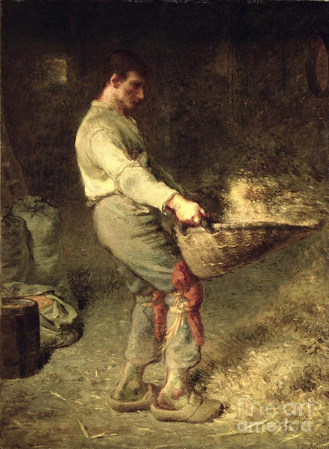 A Winnower, 1866-68 Painting by Jean-francois Millet
