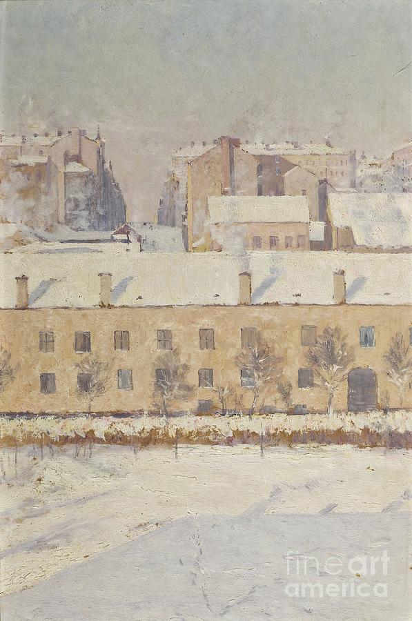 A Winter Scene. Motif From Southern Stockholm, 1886 Painting by Knut Axel Lindman