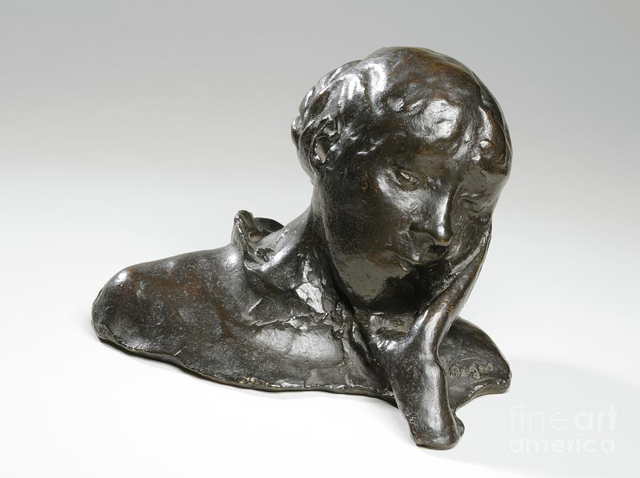 A Woman Head Resting On One Hand Bronze Photograph by Edgar Degas