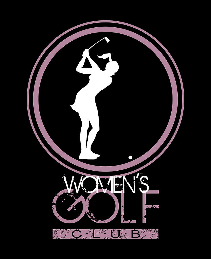 A woman silhouette playing golf logo style for female golf club Drawing ...