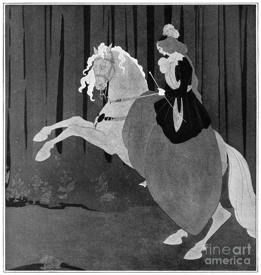 A Woman Sitting On A Rearing Horse Drawing by Print Collector