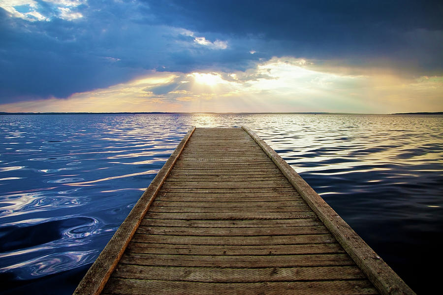 A Wooden Dock Leads Out To Gull Lake Photograph by Steve Nagy / Design Pics